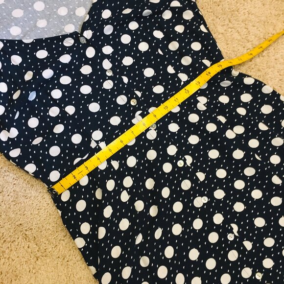 Linen Blend Polka Dot Button Down Puff Sleeve Maxi Dress - Picture 10 of 16